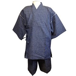 Edoten Japan Kimono Tsumugi Jinbei Gray XL