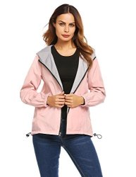 CosBeauty Womens Waterproof Rain Jacket Anorak With Detachable Hood Pink Xx-large