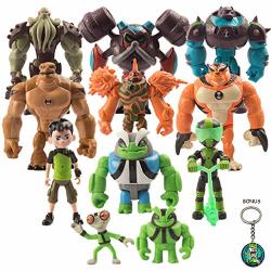 Ben 10 Action Figure Kids Toys - 11-PIECE Ben Ten Figurine Set With Keychain Included - Safe And Durable - Favorite Characters Ben Tennyson