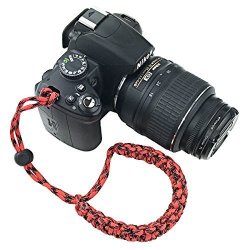 Forapid Braided 550 Paracord Adjustable Camera Wrist Strap Bracelet For Mirrorless Compact System Dslr Cameras Binoculars Red black