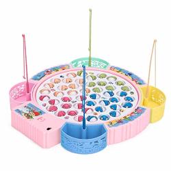 Azrtoys Fishing Game Toy Set With Single-layer Rotating Board Electric Rechargeable Fishing Game With Light & Music Safe And Durable Gift For Toddlers And Kids B