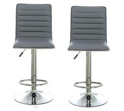 Bar Stools Kitchen Counter Swivel Chairs - Set Of 2 - Grey Colour