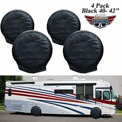 Leisure Coachworks Tire Covers For Rv Wheel Set Of 4 Motorhome Tire wheel Covers Waterproof Soft Vinyl Black Tire Protectors Tire Covers Fits 40 To 42 Tire Diameters