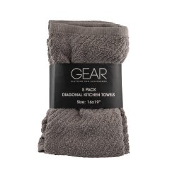 Towel Diagonal 5PACK 16X19 Grey