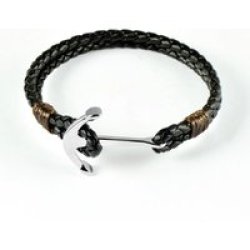 Mens Trendy Full Anchor Style Leather Bracelet 20CM