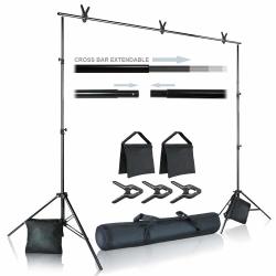 Photo Video Studio 10 Ft. Wide Cross Bar 7.4 Ft. Tall Background Stand Backdrop Support System Kit