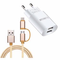 European Charger Adapter With Cable For Samsung LG Motorola Nokia Htc All Android Phones Camera Etc.