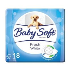 Baby Soft 2 Ply Toilet Paper White 18S X 4