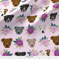 Spoonflower Pitbull Fabric Pitbull Floral Head Design Pitbulls Fabric Floral Dog Head By Petfriendly Printed On Basic Cotton Ultra Fabric By The Yard