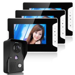 Ennio SY813MK13 7INCH Tft Lcd Video Door Phone Doorbell Intercom Kit 1 Camera 3 Monitors Night Vision
