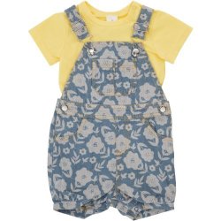 Made 4 Baby Girls Denim All Over Print Dungaree 12-18M