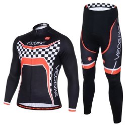 2pc Top & Bottom Mens Long-sleeved Suit Cycling Clothing With Silicone Cushion Shipping