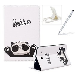 Wallet Leather Case For Galaxy Tab E 9.6 T560 Flip Case For Galaxy Tab E 9.6 T560 Herzzer Stylish Pretty Hello Panda Pattern Pu