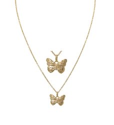 Art Jewellers 9CT 925 Gold Fusion Butterfly Pendant With Chain - 810085