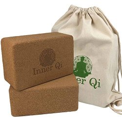 Cork Yoga Blocks 2 Pack - Cork Yoga Block Set With Carrying Bag By Inner Qi