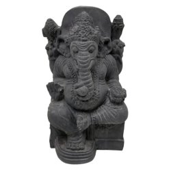 Grey Stone Cast Ganesha Statue Sotran Dekorativ