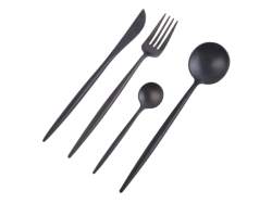 Nicolson Russell Dubai Matte Black Titanium Cutlery Set 16-PIECE