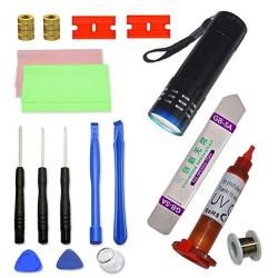 Tlbtek S9 Black Curved Glass Accessories Fix Kit S9 Replacement Outer Glass Tools Compatible Samsung Galaxy S9 Screen Replacement Kit Uv Torch Light+