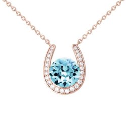 Horseshoe Necklace- Swarovski Aquamarine Crystal Rosegold