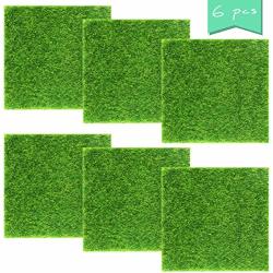 Neworkg 6 Pack Life-like Fairy Artificial Grass Lawn Artificial Garden Grass Ornament Garden Dollhouse For Diy Decorations 6" X 6"