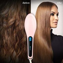 Hair Straightening Paddle Brush - Pink