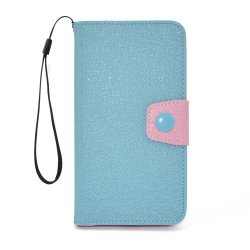 Apexel Korean Double Colours Style Leather Folio Protective Cover Case With Credit Card Slot And Holder For Samsung Galaxy Note 3 N900 N9000 N9002 N9005 - Blue