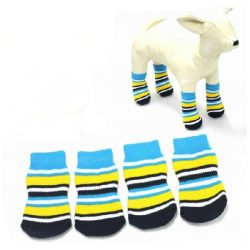 Cat Dog Socks Flat Knitting Cotton Pet Soft Warm Anti-slip Blue Socks
