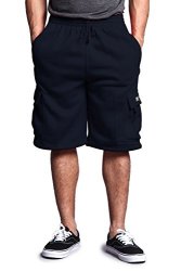 USA G-style Men's Solid Fleece Cargo Shorts DFP1 - Navy - XL