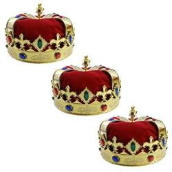 Royal Jeweled King's Crown - Costume Accessory 3 Pack