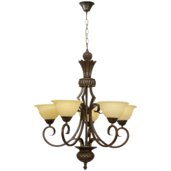 Bright Star Lighting - Metal & Resin Chandelier With Brown Glass 5 Lights