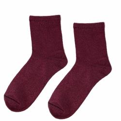 Burgundy Ankle Socks With Glitter