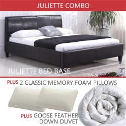 Julliete Bed Base With 2 Memory Foam Pillows & Goose Feather Duvet