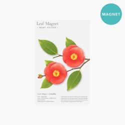 Camellia Flower & Leaf Magnet Set - Red