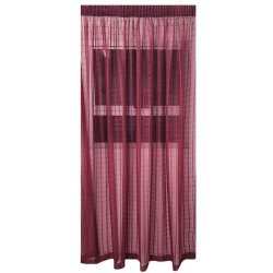 Matoc Readymade Curtain -grid Voile -dark Red -taped -140CM W X 250CM H