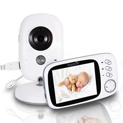 SereneLife Wireless Video Baby Monitor - Dual System W Temperature Thermometer Sleep Camera 3.2 Digital Color Screen Wireless Rechargeable Battery Audio Speaker And Portable