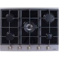 75CM Gas Hob With 5 Gas Burners Incl. Triple Flame Stainless Steel And Black
