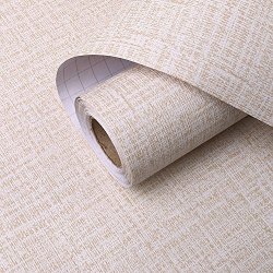 SIMPLELIFE4U Shelving Paper Self Adhesive Drawer Liner Covering Home School Cabinets 23.6 Inch By 9.8 Feet Beige Linen Pattern