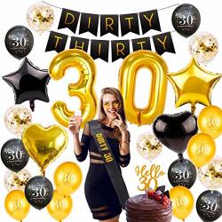 30TH Birthday Decorations Party Supplies - Gold 30 Number Birthday Balloons 30  Birthday Banner Dirty 30 Sash Hello 30 Cake Topper 30TH Birthday Party  Decorations By Qifu 30 Birthday Balloons Prices, Shop Deals Online