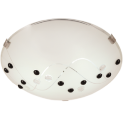 Bright Star Lighting - Ceiling Fitting With Patterned Frosted Glass And Black Beads - L