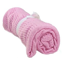 Sodial R 100% Cotton Baby Infant Cellular Soft Blanket Pram Cot Bed Mosses Basket Crib Color:pink