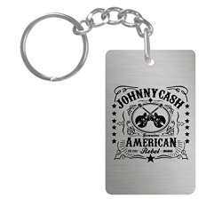 Johnny Cash 3 Aluminum Rectangle Plate Keychain 1-SIDED Includes Key Ring.