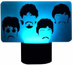 Beatles 4 Faces Side By Side 3D LED Lamp
