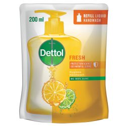 Dettol 200ML Liquid Hand Wash Hygiene Soap Fresh Refill Pouch Personal Care Ph Balance & Gentle On Skin