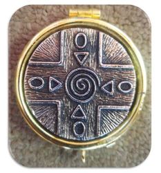 Cross Pyx - Solid Brass And Pewter