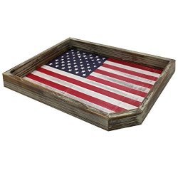 Serving Tray Vintage Whitewashed Wood American Flag Rustic Wooden Usa Decorative Display Holder
