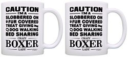 Dog Gifts For Dog Lovers Crazy Boxer Lady Rescue Gift 2 Pack Gift Coffee Mugs Tea Cups White
