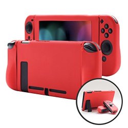 Pandaren Nintendo Switch Cover Skin For Consoles And Joycon 3IN1 Silicone Case With Larger Handgrip Protector Red