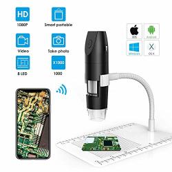Awj USB Microscope HD Digital Microscope 1080P 8 Pancellent Adjustable LED Lights 1080P Wi-fi Endscope 50X To 1000X USB Handheld Camera With Metal Stand