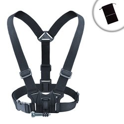 Action Cam Chest Mount Harness With Belt Strap Comfortable Elastic & Tripod Screw Adapter By Usa Gear - Works With Garmin Virb Ultra 30
