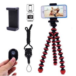 DAISEN Phone Tripod Flexible And Portable Octopus Camera Stand Holder With Bluetooth Remote & Phone Clip For Iphone Android Phone And Camera sports